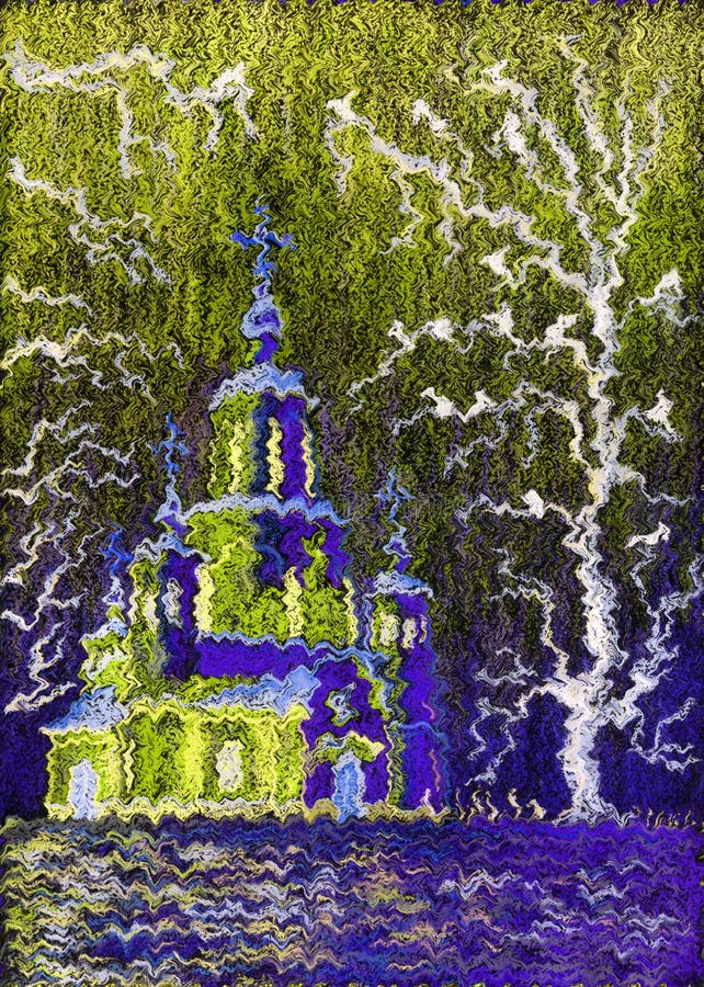 Pintura pastel Igreja bonita, iluminada pelo sol ilustração royalty free Pintura pastel Igreja bonita, iluminada pelo sol ilustração royalty free