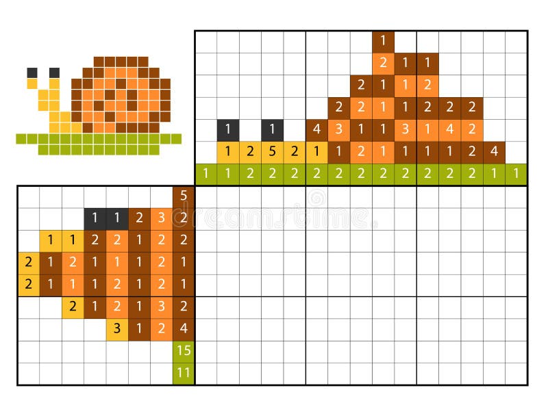 Puzzle de pintar por números (nonogram), jogo educacional para crianças,  sereia