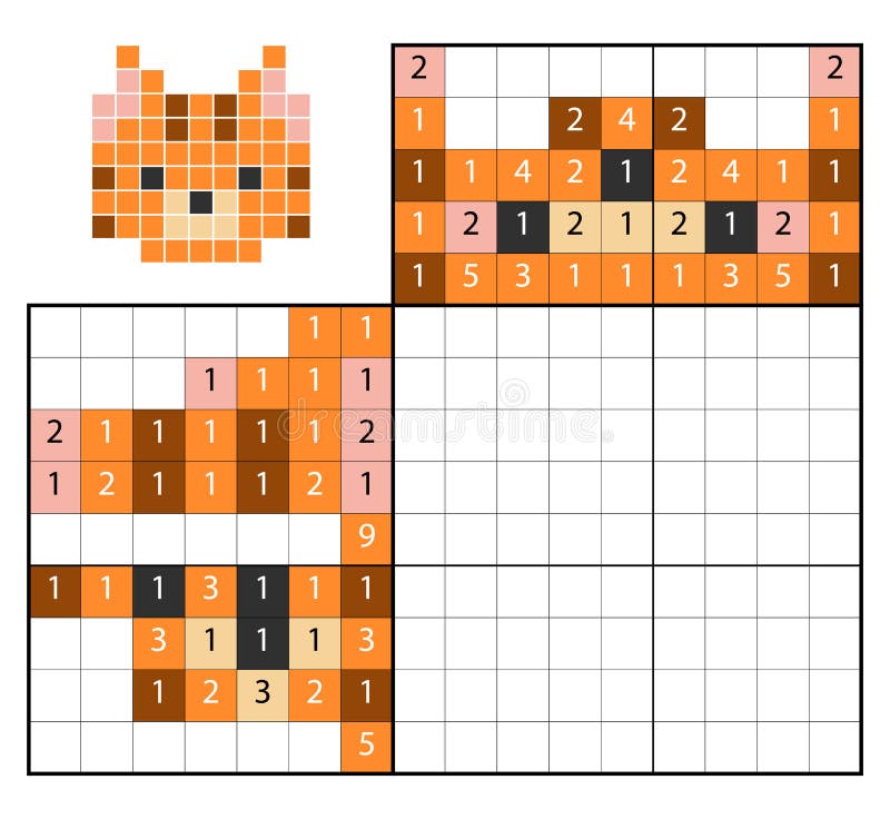 Puzzle de pintar por números (nonogram), jogo educacional para crianças,  sereia