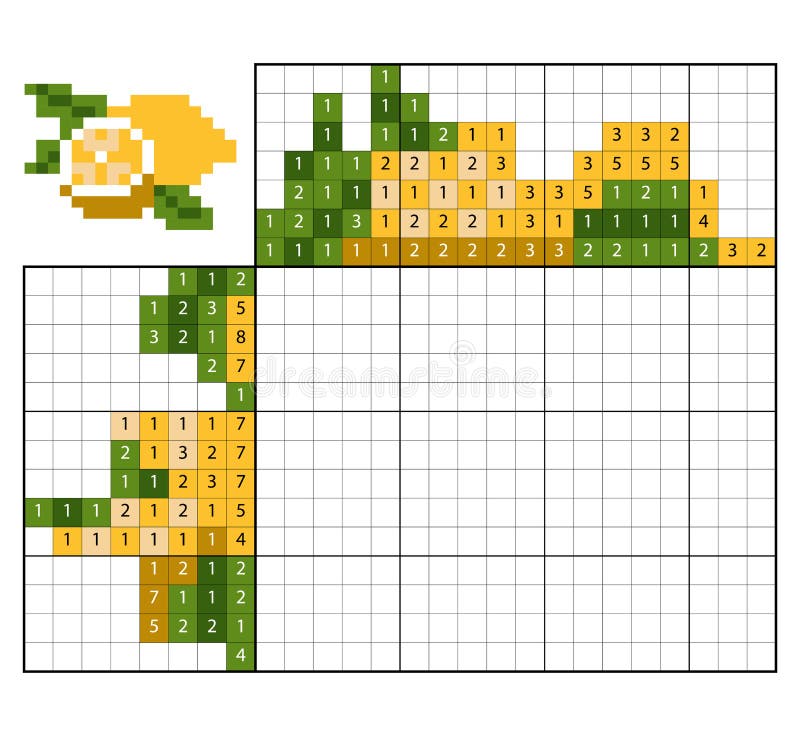 Puzzle de pintar por número (nonogram), jogo educacional para crianças,  fish