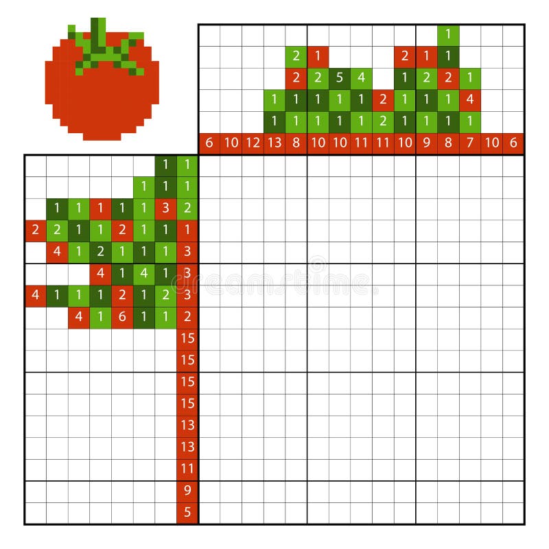 Puzzle de pintar por número (nonogram), jogo educacional para crianças,  fish