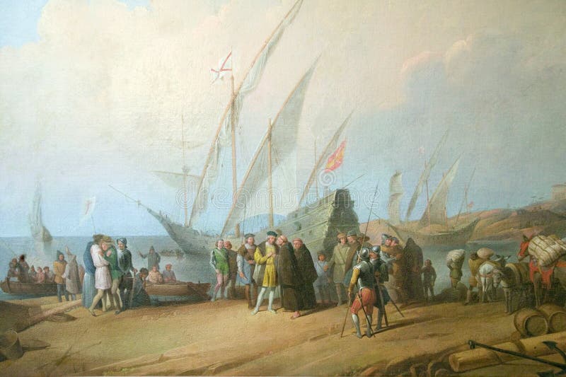 Pintura por el escudo de Cristobal Colon, representando el escudo de armas de Christopher Columbus, según lo visto en el francisc libre illustration