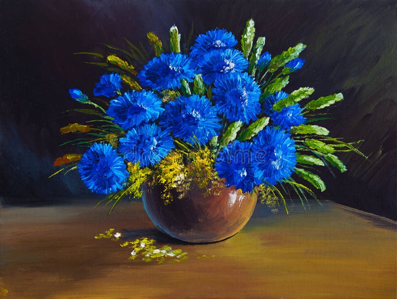 Pintura a óleo - ainda vida, um ramalhete das flores, wildflowers imagem de stock Pintura a óleo - ainda vida, um ramalhete das flores, wildflowers imagem de stock