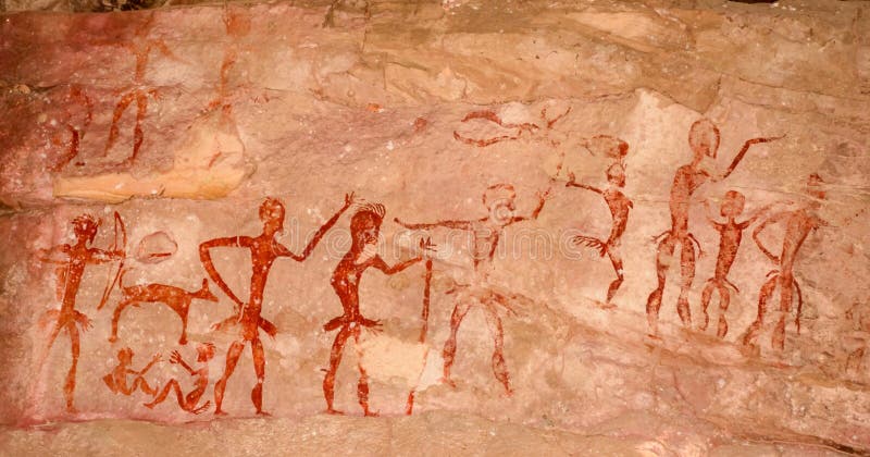 Pinturas de caverna pré-históricas sobre 4000 anos de Khao Chan Ngam, Nakho