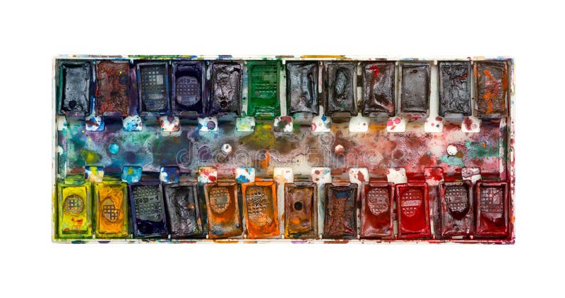 Tintas de aguarela antigas do artista fotos de stock royalty free