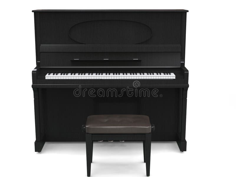 Pionowy pianino i mała fortepianowa ławka
