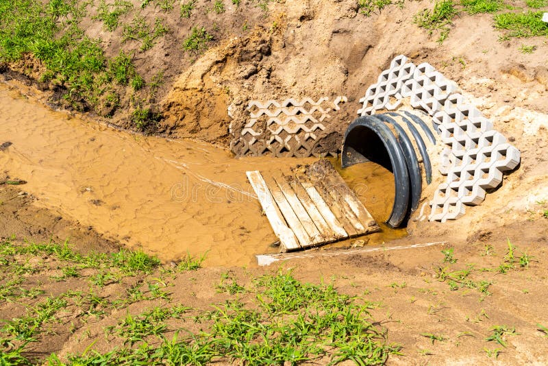 Pipe Draining the Water on the Field Stock Photo Image of environment