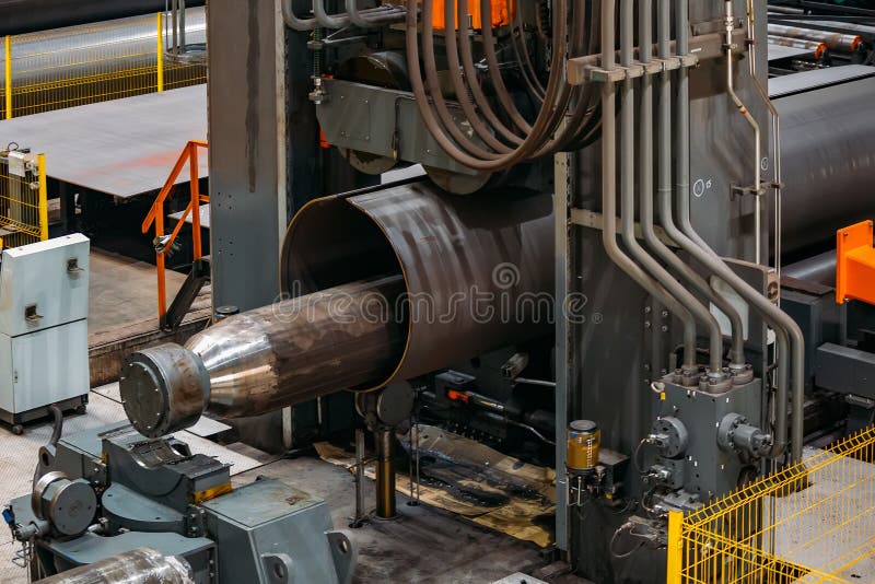 Pipe Formation by Using Roll Bending Machine Stock Image Image of