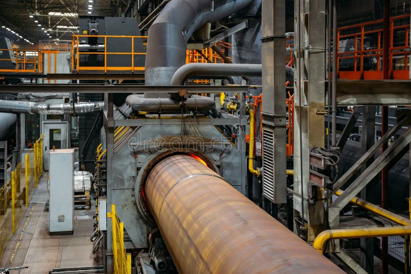 Pipe Heating in Induction Oven for Polymer Coating Stock Image Image