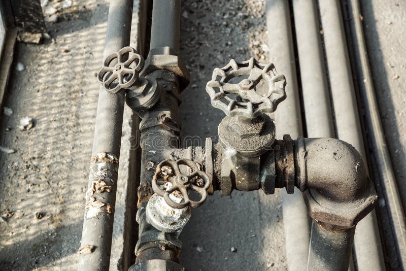 Pipe off the water supply, both old rust corrosion royalty free stock photography
