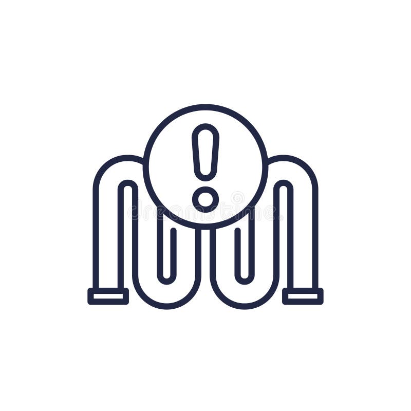 Pipe with problem icon, line vector vector illustration