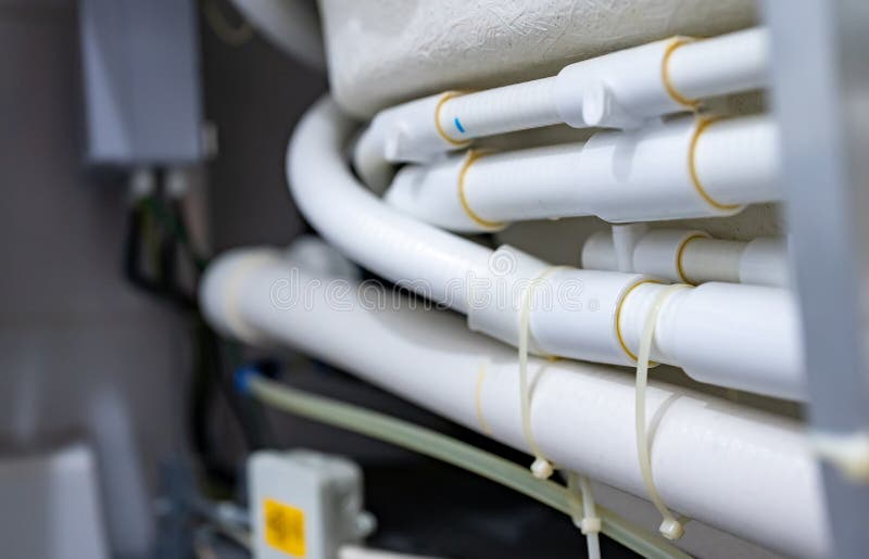 Pipe system of bathtub stock image. Image of installing 300250383