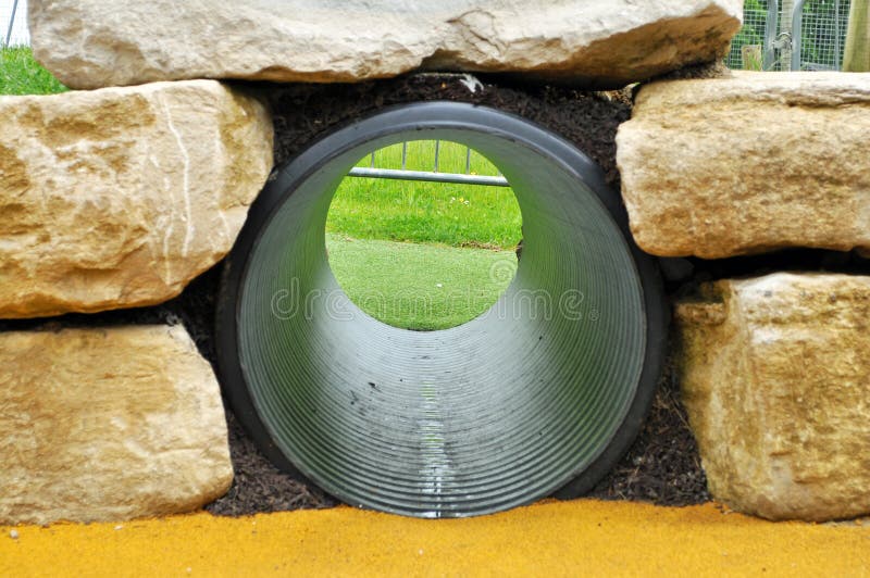 Pipe Tunnel Set Inside of Rocks Stock Photo Image of crafted