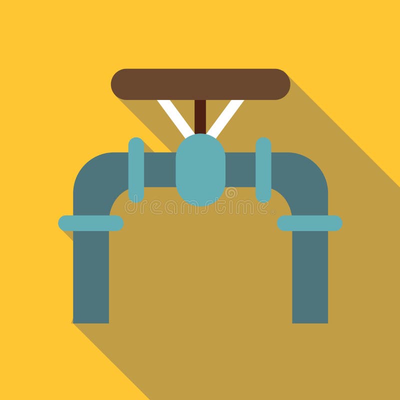 Pipe with Valves Icon, Flat Style Stock Illustration Illustration of