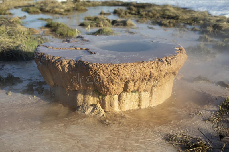 Pipe with Waste in Nature. Rusty Pipe Out of Ground Stock Image Image