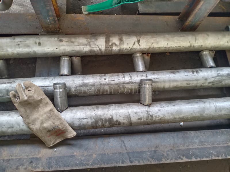 Pipe Welding Process for the Manufacture of Gas Lines Stock Photo