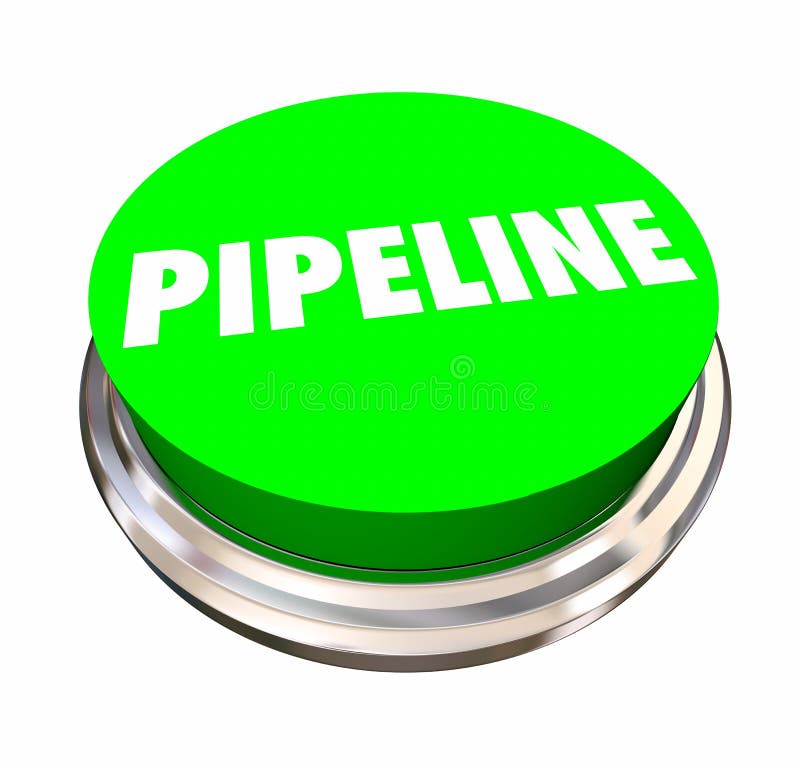 Pipeline Sales Funnel Process Green Button Word royalty free illustration