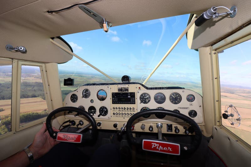 Piper Instrument Panel at Flight Stock Image Image of aviation, clock