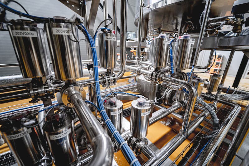 Pipes and Fittings at a Craft Modern Brewery Stock Image Image of