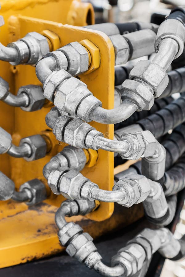 Pipes and the Hydraulic System of the Tractor Stock Photo Image of