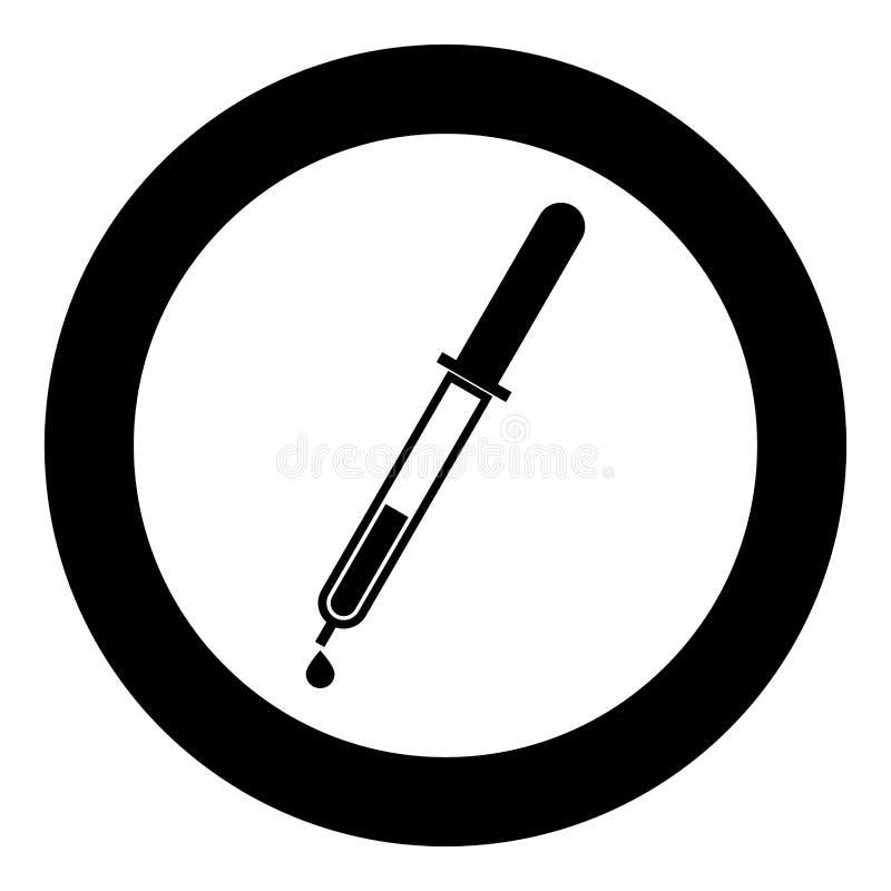 Pipett med färg för droppsymbolssvart i cirkel vektor illustrationer Pipett med färg för droppsymbolssvart i cirkel vektor illustrationer