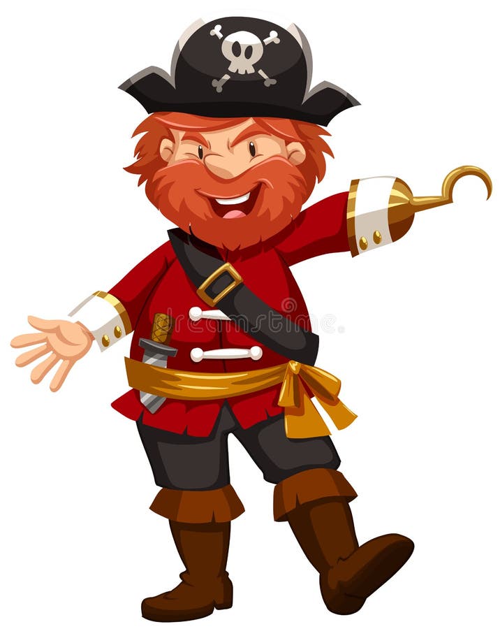 Onzeker Heerlijk Thespian Piraat met hand van haak vector illustratie. Illustration of gelukkig -  62733635
