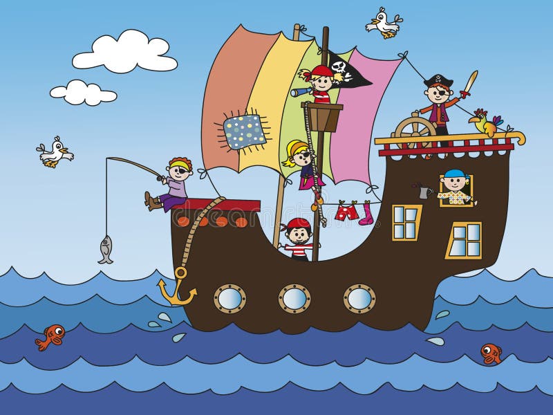 Piraatschip stock illustratie Piraatschip stock illustratie