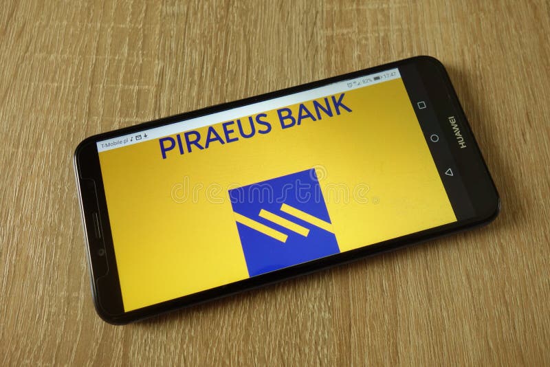 Piraeus Bank A E Logo Wystawiaj?cy Na Smartphone Zdjęcie ...