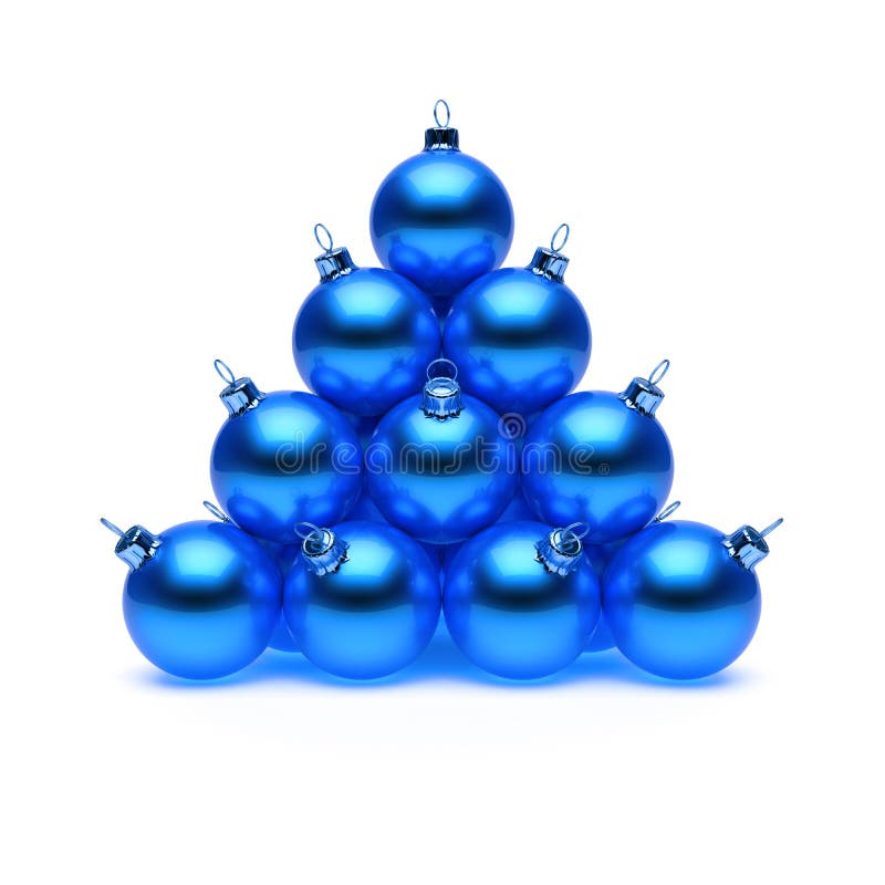 Piramide blu delle palle di Natale brillante Gruppo delle bagattelle del buon anno royalty illustrazione gratis Piramide blu delle palle di Natale brillante Gruppo delle bagattelle del buon anno royalty illustrazione gratis