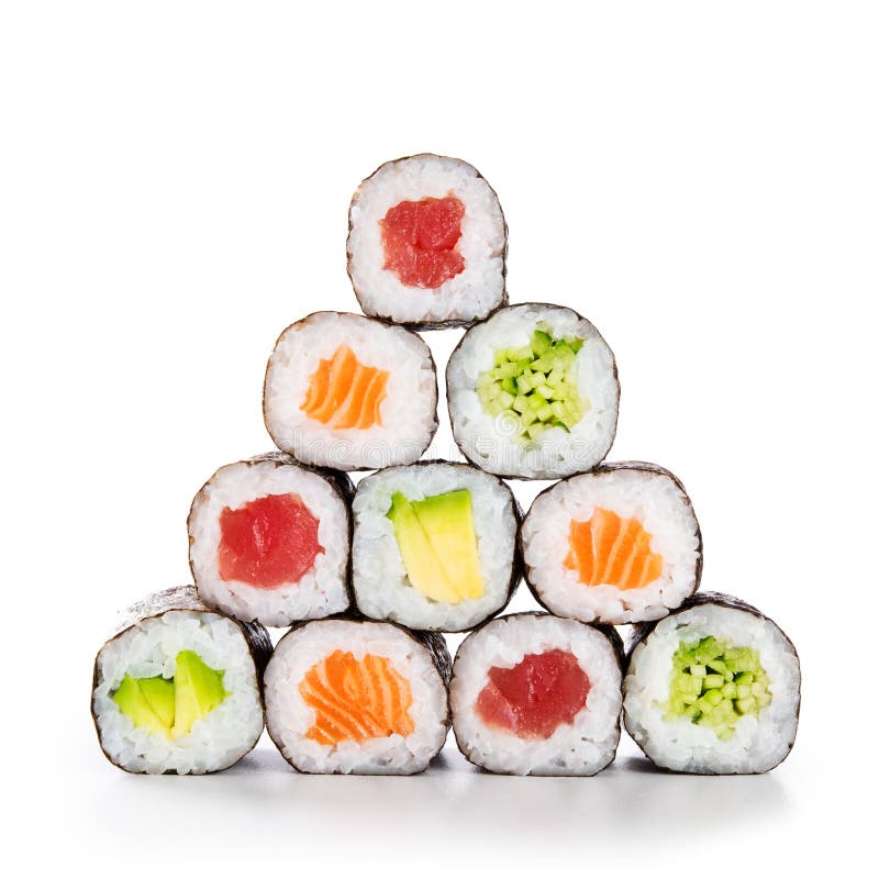 Piramide del hosomaki dei sushi fotografia stock Piramide del hosomaki dei sushi fotografia stock