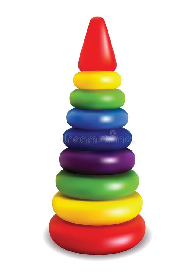 piramide Het ontwikkelen van spel voor kinderen Helder gekleurd plastic stuk speelgoed Geïsoleerd Voorwerp Vector royalty-vrije illustratie piramide Het ontwikkelen van spel voor kinderen Helder gekleurd plastic stuk speelgoed Geïsoleerd Voorwerp Vector royalty-vrije illustratie