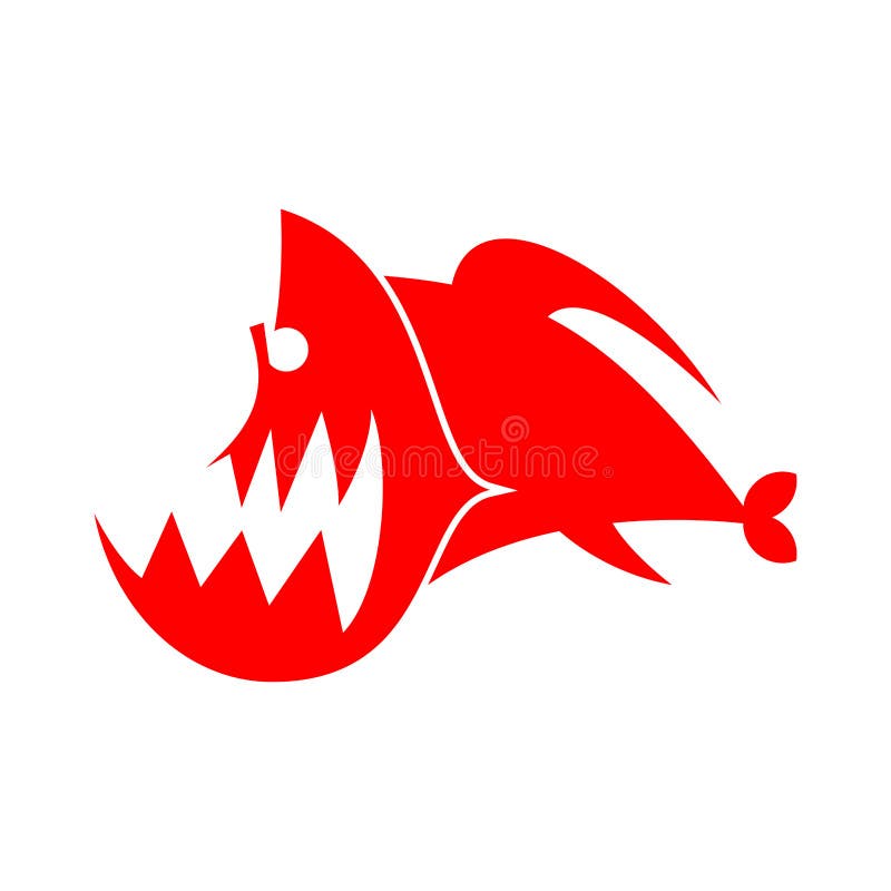 Piranhas logo sign. Marine Predator fish of Amazon. Toothed river animal.