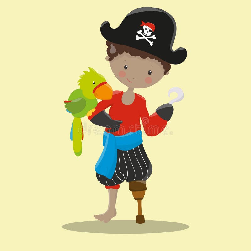 lindo pirata con un loro en el hombro. personaje. ilustración vectorial  plana 3690649 Vector en Vecteezy