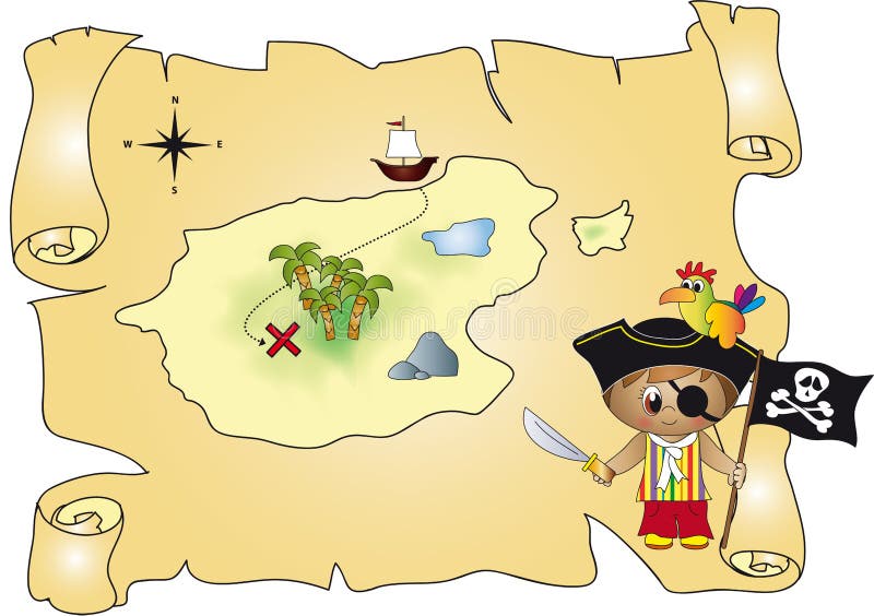 Pirata del programma del tesoro illustrazione di stock Pirata del programma del tesoro illustrazione di stock