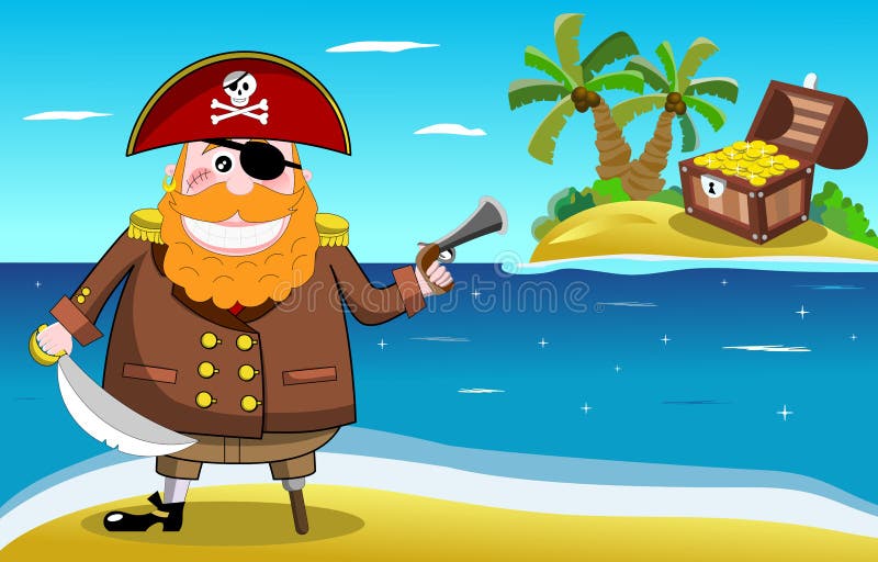 Pirata i skarbu wyspa ilustracja wektor Pirata i skarbu wyspa ilustracja wektor