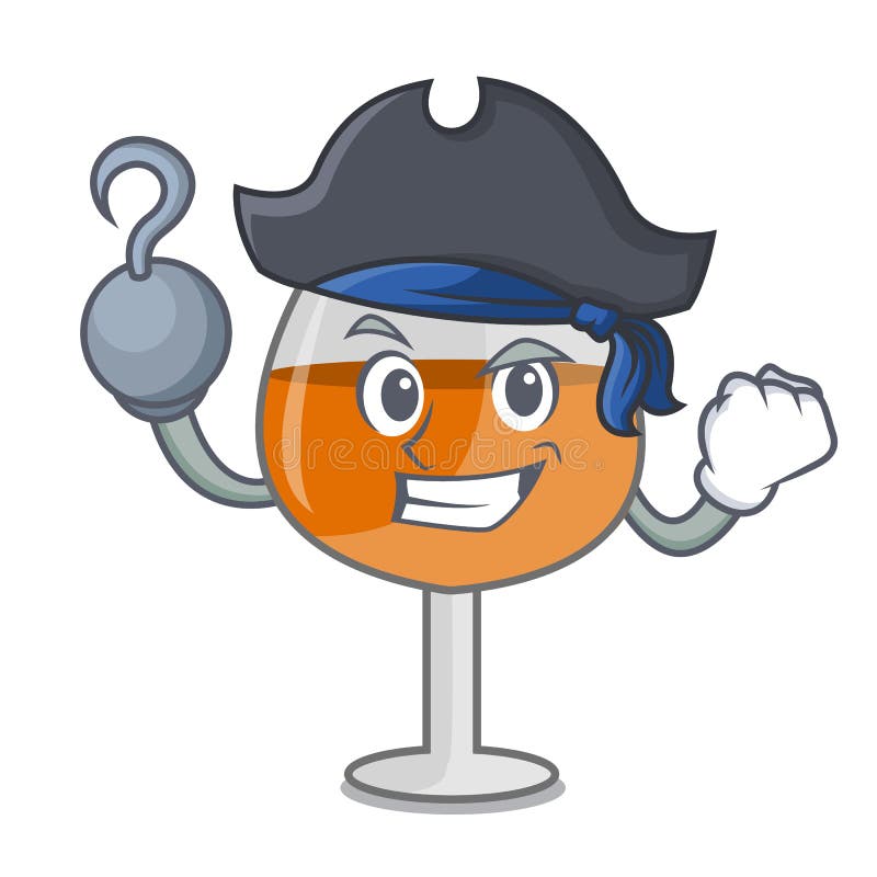 Pirata koniaka ballon charakteru szklana kreskówka royalty ilustracja