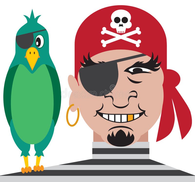 Pirata y loro ilustración del vector. Ilustración de mascota - 65979782