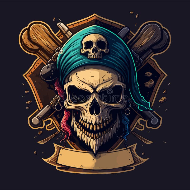 Modelo de logotipo de pirata desenhado à mão