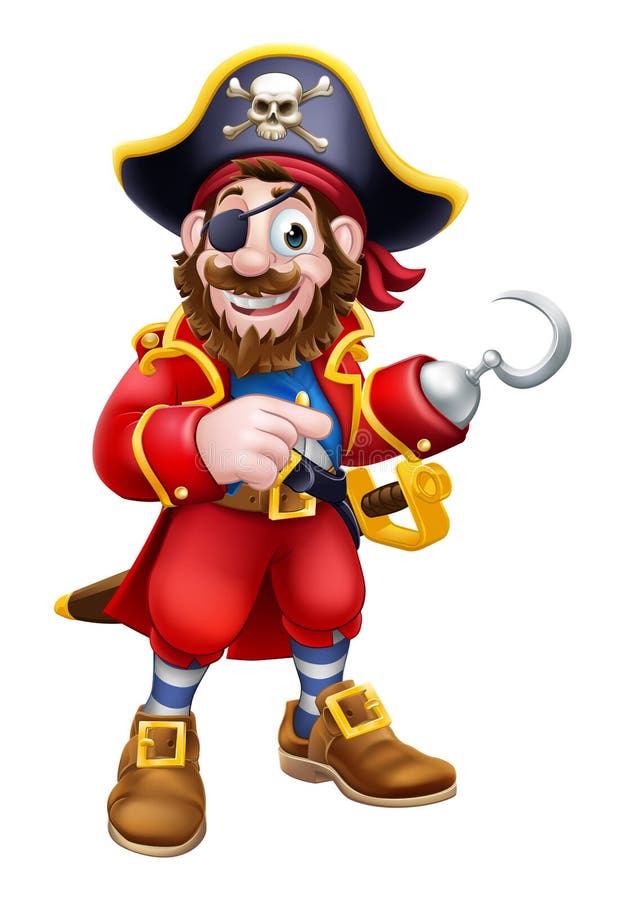 Pirate Captain Cartoon Mascot Pointing