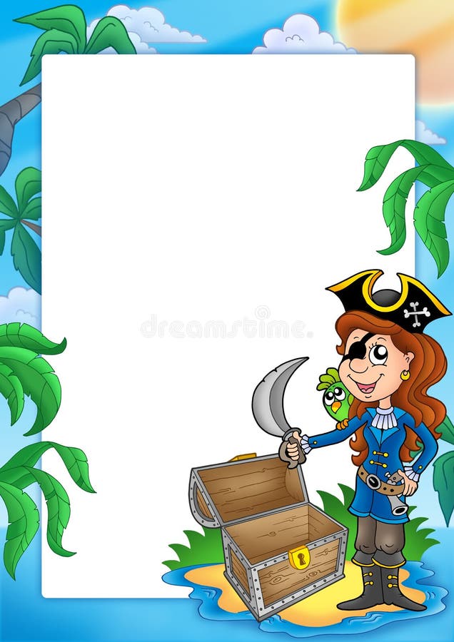 pirate de fille de trame de plage illustration libre de droits pirate de fille de trame de plage illustration libre de droits