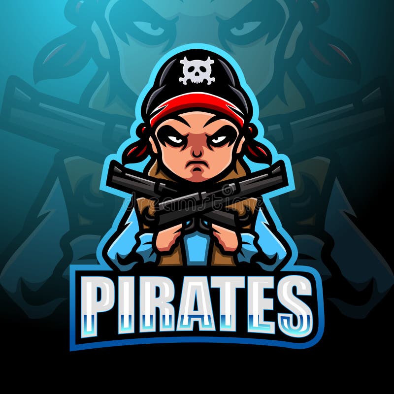 Pirate esport mascot logo design royalty free illustration