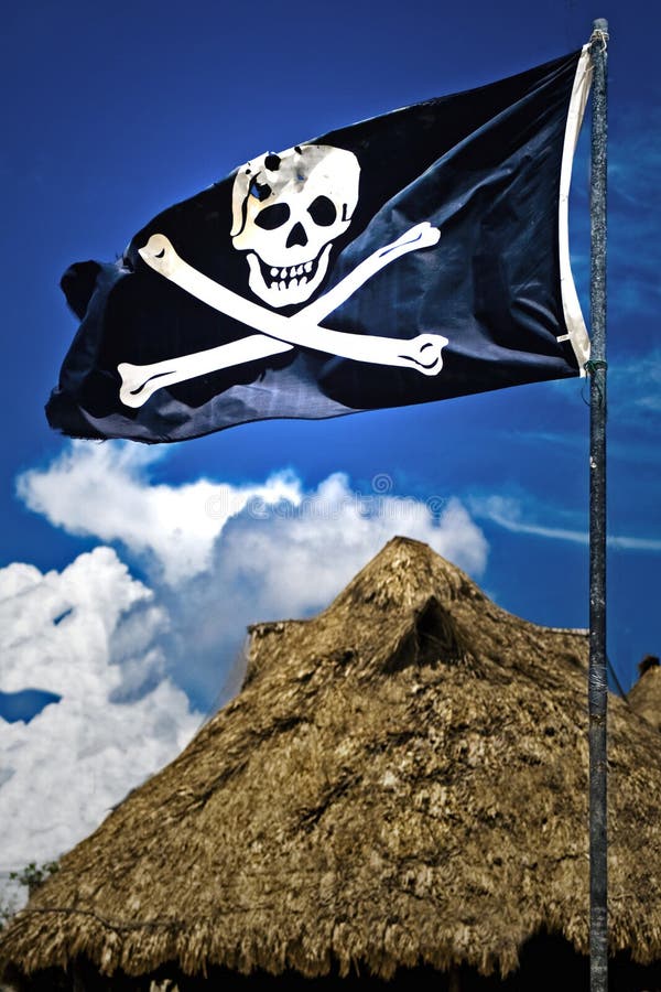 A pirate ship flag. stock photo. Image of blue, color 2376294