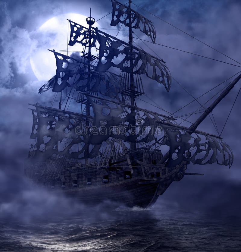 Old Ship on the High Seas Sailing in the Moon Light Picture Large Framed Print