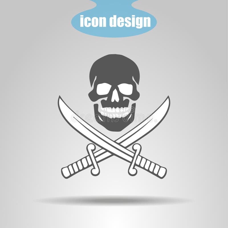 White Pirate Skull with Crossed Swords Emblem