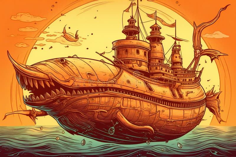 Pirate Ship On The Sea At Sunset Illustration Of A Pirate Ship Stock pirate-ship-on-the-sea-at-sunset-illustration-of-a-pirate-ship-stock