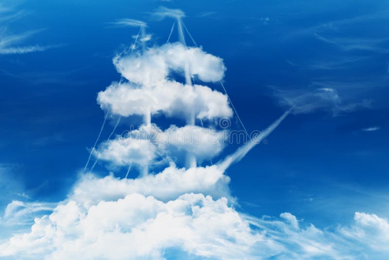 Pirate ship in the shape of a sea of clouds