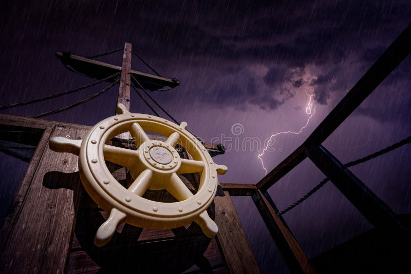 Pirate ship during storm