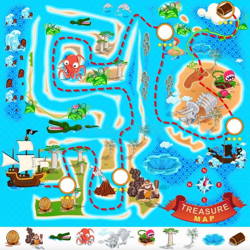 Pirate Treasure Map stock vector. Illustration of clip - 37451788
