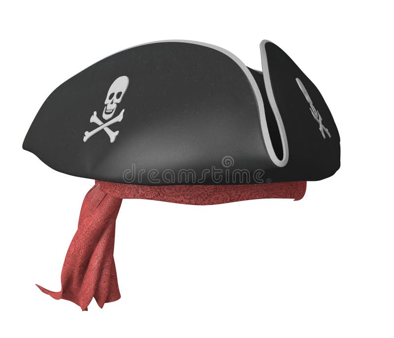 Pirate Tricorn Hat with Skulls and a Red Bandana Stock Photo - Image of ...