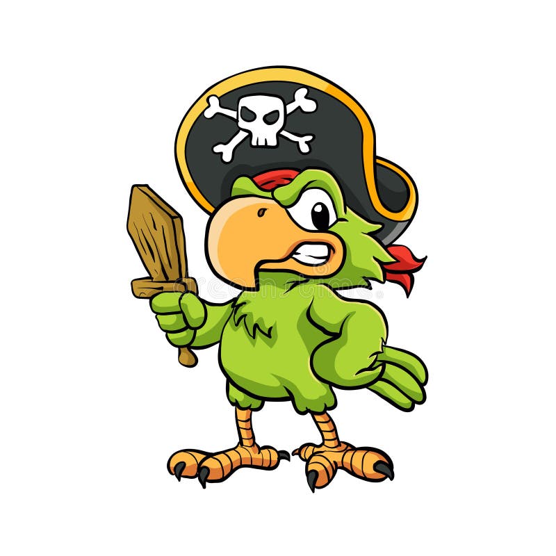 Piraten-Papageien-Karikatur-Illustration lizenzfreie abbildung Piraten-Papageien-Karikatur-Illustration lizenzfreie abbildung